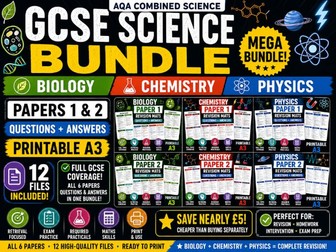 GCSE AQA Combined Science Revision Mats Bundle | Biology, Chemistry & Physics | Papers 1 & 2 |