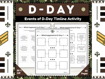 D-Day Invasion Events Ordering Activity : World War II Timeline Worksheets