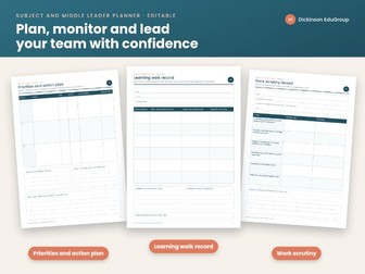 Editable Subject Leader Planner