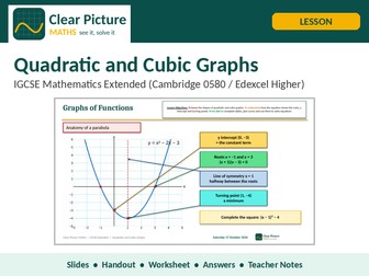 Quadratic and Cubic Graphs: IGCSE lesson with A* challenge