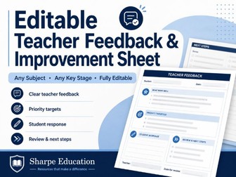 Editable Teacher Feedback & Improvement Sheet