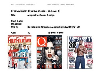 Developing Creative Media SKills/ Magazine Cover Design