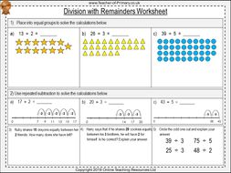 division with remainders year 3 teaching resources