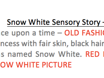 Snow White sensory story