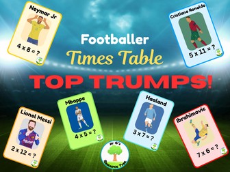 X Table Football Player TOP TRUMPS & FLASHCARDS! 2x-12x & more! SAMPLE of 2,5,10 in description!