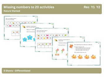 Differentiated Missing Numbers to 20 Plus RPS Sheets Nature theme