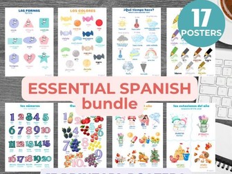 17 Bilingual Spanish Educational Posters | Spanish Learning Posters | Set of 17 Educational Posters