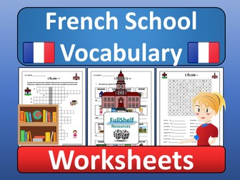 French School Vocabulary Worksheets (L'ecole)