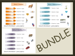 48 page BUNDLE - Entry 3-Three Workbooks-Number-Measures-Handling Data