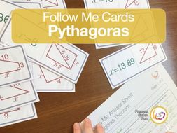 Pythagoras Theorem Follow-Me Cards - A game for working with right angled triangles.