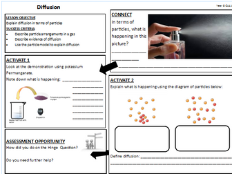 Diffusion Worksheet /learning mat - Year 8 Chemistry Particles and Separation Techniques - Lesson 3