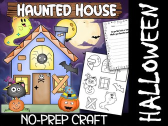 Halloween Craft Build a Haunted House: October Display Board, Colouring pages & Writing Activity