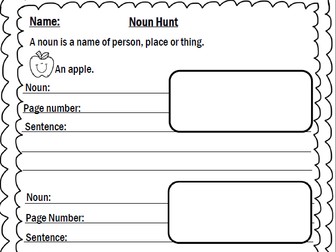 Differentiated Noun and Verb Hunt Worksheets