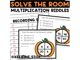 Multiplication Facts to 12 Riddles Solve the Room