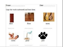 First spellings lists with pictures.