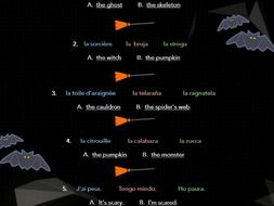 Halloween Vocabulary in French, Spanish, Italian