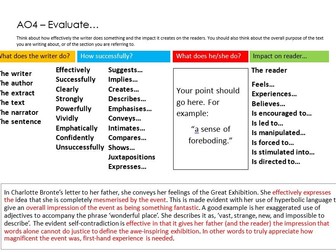 Edexcel English Language AO4 Evaluate Support Mats with Examples 9-1 GCSE