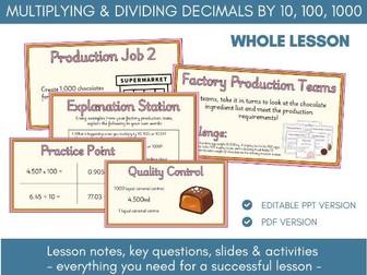 Multiply & Divide Decimals 10, 100, 1000 | Lesson Notes, Slides & Activities