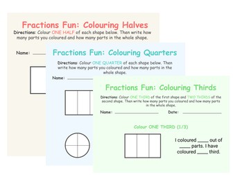 Fractions - half, quarters and thirds