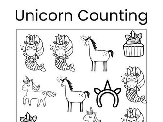 5 x Unicorn Themed Counting Sheets