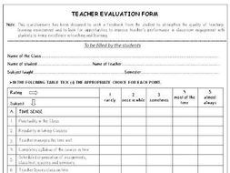 evaluation teacher end students teaching