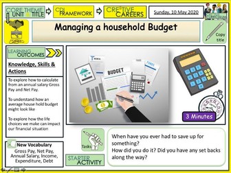 Managing a household budget Careers Lesson