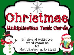 Christmas Multiplication Task Cards: 28 Story Problems