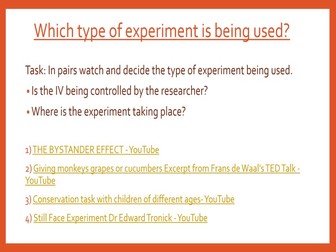 Types of Experiments Research Methods Lesson 4 AQA Psychology PowerPoint