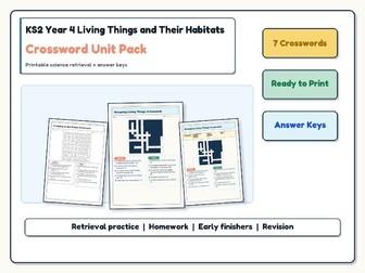 KS2 Year 4 Living Things and Their Habitats Crossword Unit Pack | Vocabulary + Answers