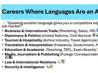 Careers linked to languages
