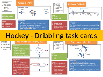 Hockey Task cards - moving with the ball / dribbling