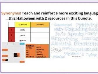 Bundle! Two halloween resources to extend writing and practice synonyms.