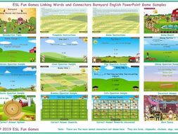 Linking Words and Connectors Barnyard English PowerPoint Game
