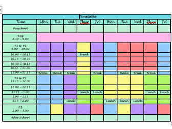 Timetable template