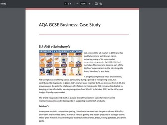 AQA GCSE Unit 5 Business: Case Study Activity