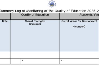 Wole school monitoring log template