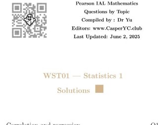 Pearson IAL Mathematics - Statistics 1 - Question By Topic - Solution PDF