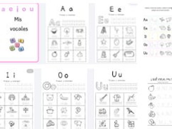 Las Vocales  pack 8 paginas para hispanohablantes Vowels practice Spanish