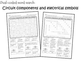 Circuit components & electrical symbols word search