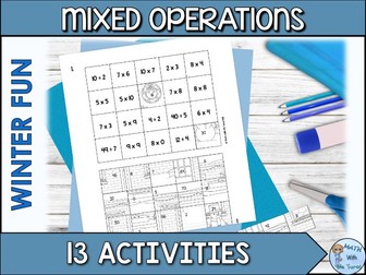Winter Math Worksheets for Basic Operations