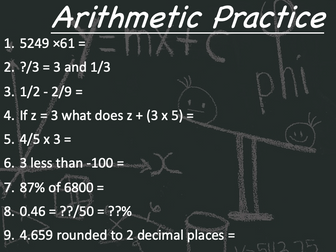 Maths arithmetic morning work / lesson starter with answers (6.1)