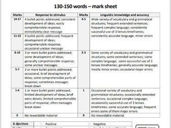 New MFL GCSE 2026 130-150 words mark sheet