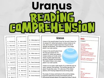 Uranus Reading Comprehension for Gr 3 - 5: No Prep Space Activity