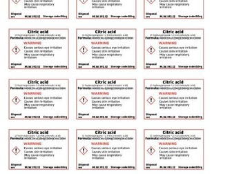 Citric acid chemical label