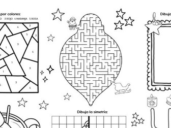 Navidad Actividad Mantel de mesa Spanish Xmas activities table mats