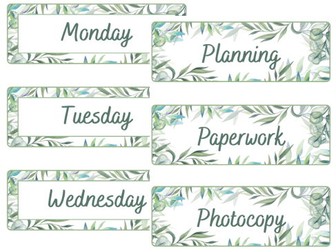 Weekly Tray labels - EYFS, KS1 and KS2
