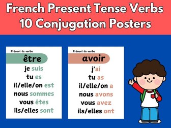French Present Tense Verbs Posters 10 Conjugation Posters