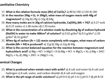 AQA GCSE COMBINED SCIENCE TRILOGY - CHEMISTRY REVISION