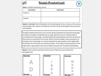 Islam Beliefs & Teachings Homework Booklet AQA