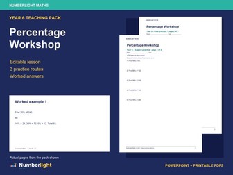 Percentages of Amounts Year 6 Lesson Pack